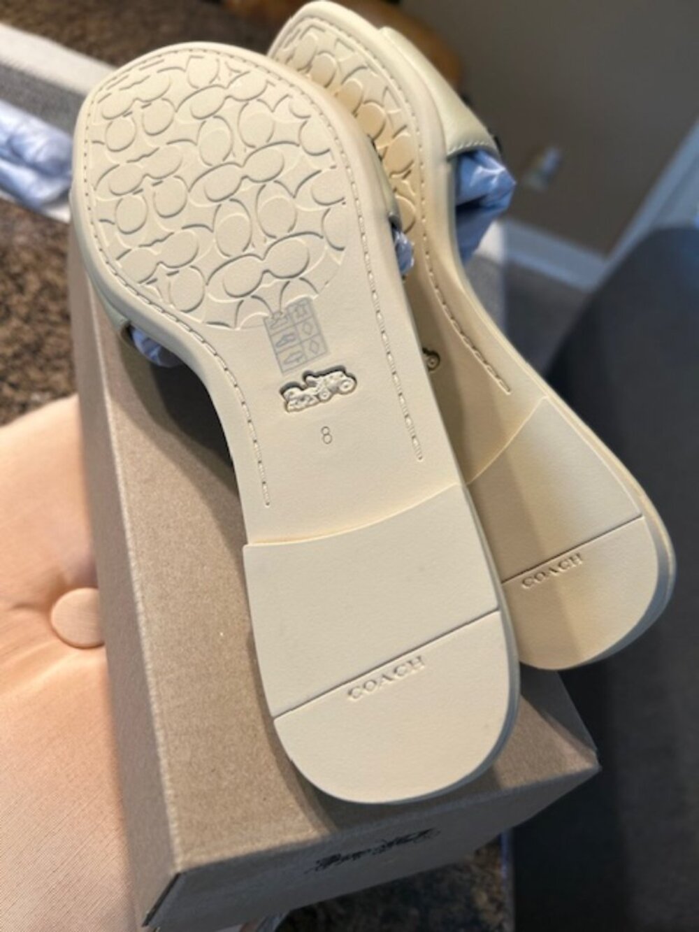 Coach Moonlight Leather Upper Lockup Slide Sandal With Tea Rose - Picture 6 of 12